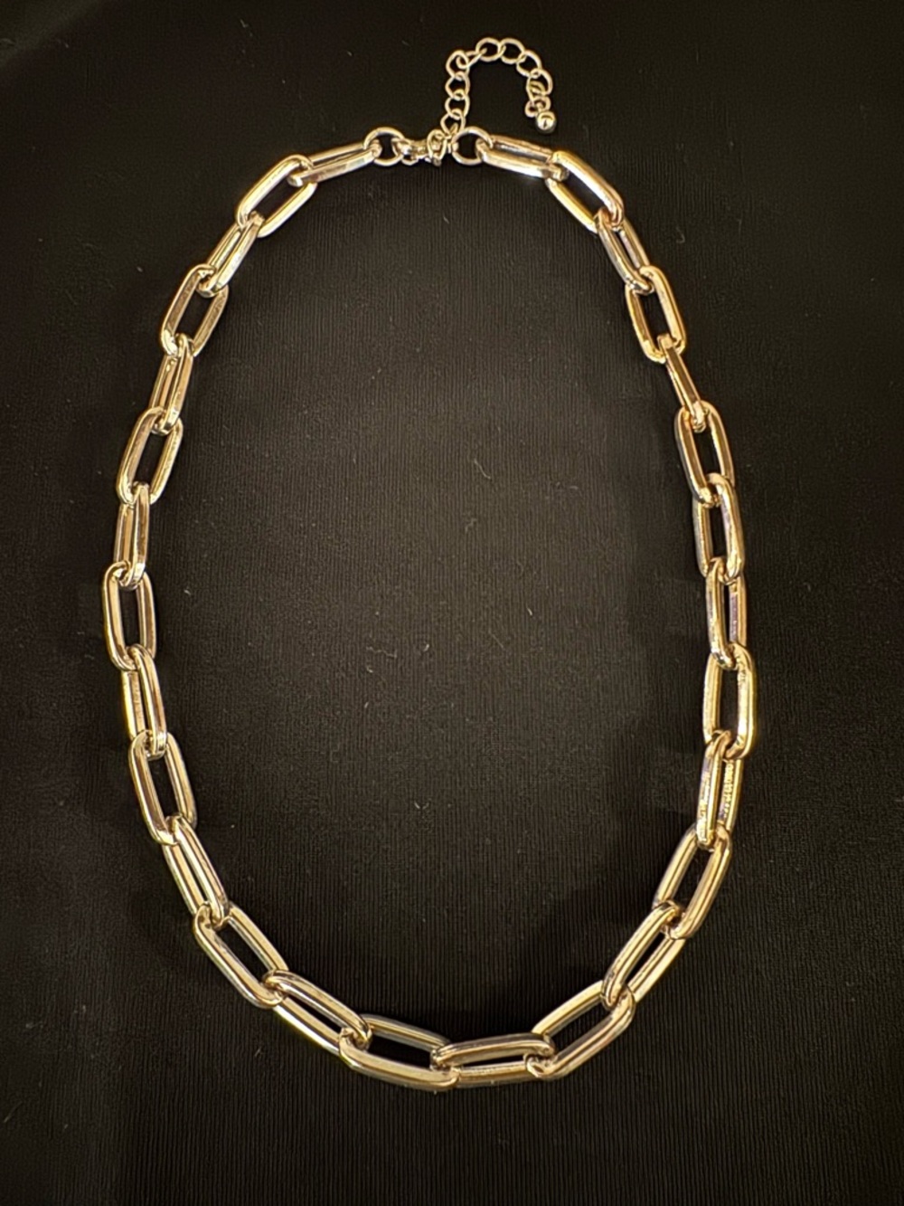 Silver Tone Paperclip Chain Necklace